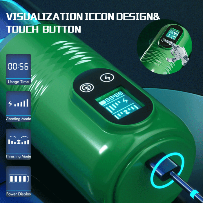 lovesvibe 10 vibrierende 6 stoßende automatische männliche masturbatoren mit lcd anzeige