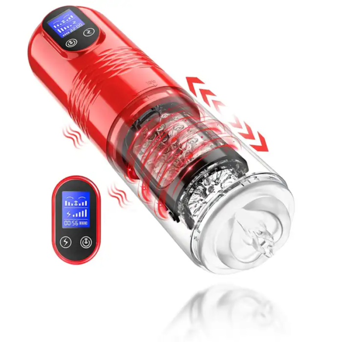 lovesvibe 10 vibrierende 6 stoßende automatische männliche masturbatoren mit lcd anzeige