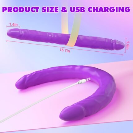 lovesvibe 10 vibrationsdildo mit doppeltem ende g punkt dildo für lesbische paare 15.7 zoll purple