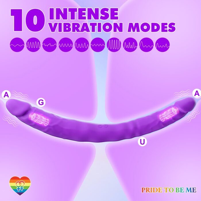 lovesvibe 10 vibrationsdildo mit doppeltem ende g punkt dildo für lesbische paare 15.7 zoll purple