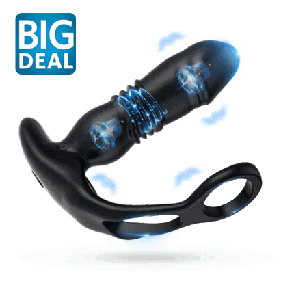 lovesvibe 12 vibration modes thrusting butt plug, 3 in 1 dual cock ring anal dildo