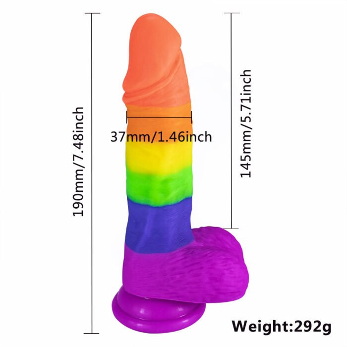 lovesvibe 19cm silikon realistische regenbogen dildo mit saugnapf basis für männer frauen & paare