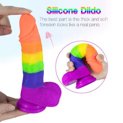 lovesvibe 19cm silikon realistische regenbogen dildo mit saugnapf basis für männer frauen & paare
