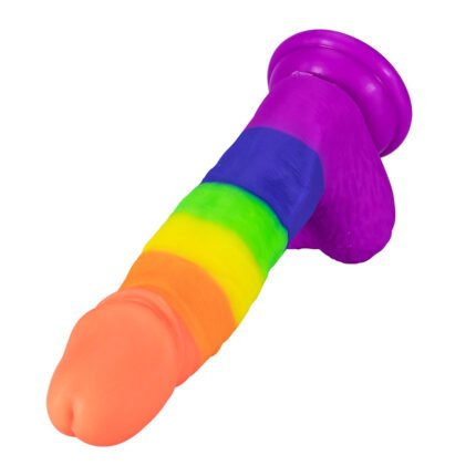 lovesvibe 19cm silikon realistische regenbogen dildo mit saugnapf basis für männer frauen & paare