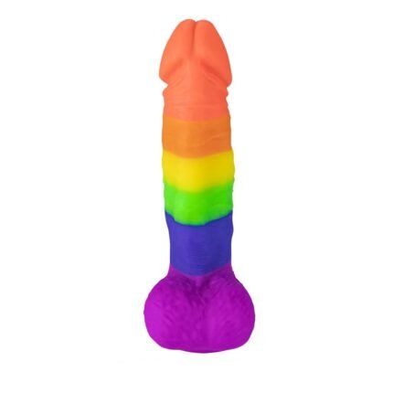 lovesvibe 19cm silikon realistische regenbogen dildo mit saugnapf basis für männer frauen & paare
