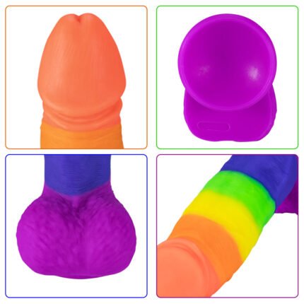 lovesvibe 19cm silikon realistische regenbogen dildo mit saugnapf basis für männer frauen & paare