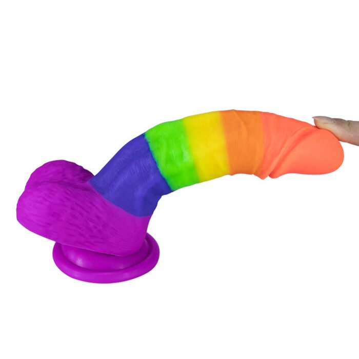 lovesvibe 19cm silikon realistische regenbogen dildo mit saugnapf basis für männer frauen & paare
