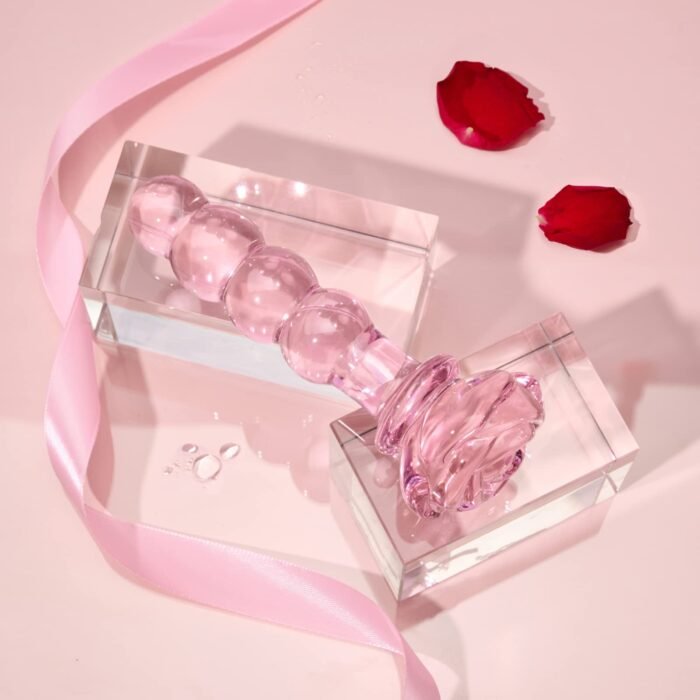 Lovesvibe 3-Teiliges Rosa Glasdildo Set Rosa Kristall Butt Plug Perlen Dildo Für Erwachsene Anal Training