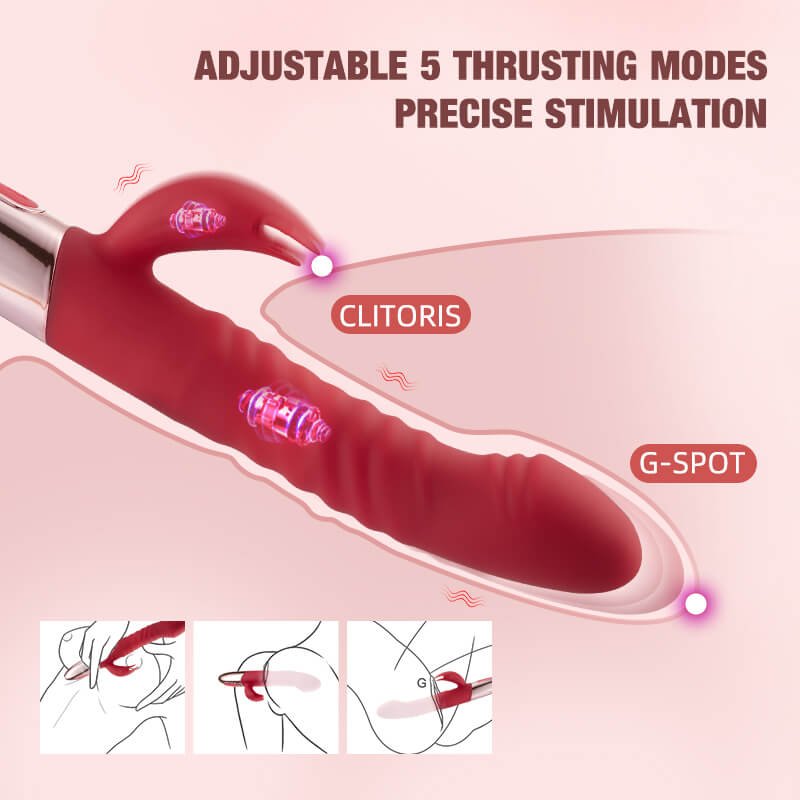 lovesvibe 5 thrusting 10 vibration heating rabbit vibrator klitoris & g punkt stimulation