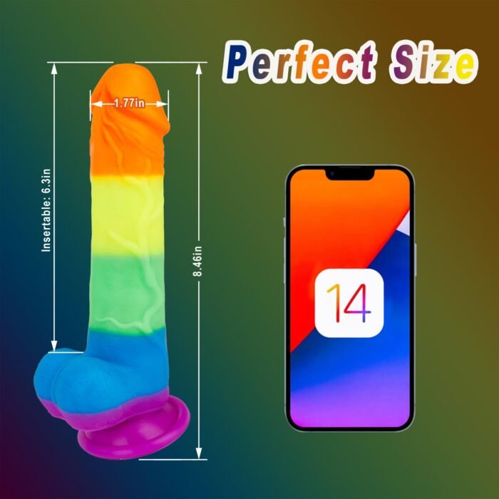 lovesvibe 7 vibration schiebend regenbogen dildo mit 360° rotationsheizung für lesbische paare 21cm