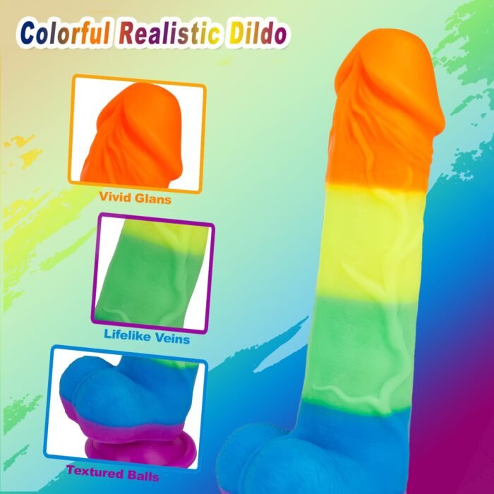 lovesvibe 7 vibration schiebend regenbogen dildo mit 360° rotationsheizung für lesbische paare 21cm