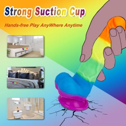 lovesvibe 7 vibration schiebend regenbogen dildo mit 360° rotationsheizung für lesbische paare 21cm