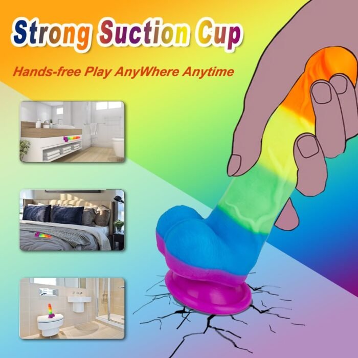 lovesvibe 7 vibration schiebend regenbogen dildo mit 360° rotationsheizung für lesbische paare 21cm