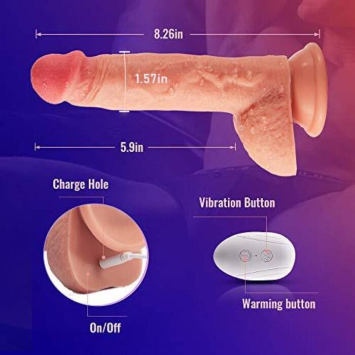 Lovesvibe 8 Vibrationsschub Rotation Heizung Realistische Dildos Mit Fernbedienung 8.26 Zoll-3