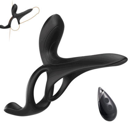 Lovesvibe 9 Vibrierende Silikon-Cockring Mit 3 Vibrierenden Eiern, Perineum, C-Punkt & G-Punkt 3 in 1 Penisring