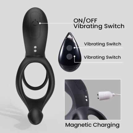 Lovesvibe 9 Vibrierende Silikon-Cockring Mit 3 Vibrierenden Eiern, Perineum, C-Punkt & G-Punkt 3 in 1 Penisring