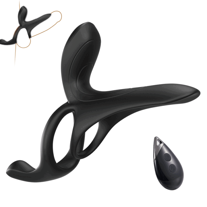 Lovesvibe 9 Vibrierende Silikon-Cockring Mit 3 Vibrierenden Eiern, Perineum, C-Punkt & G-Punkt 3 in 1 Penisring