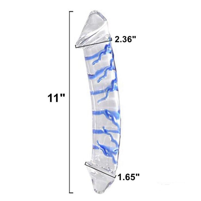 Lovesvibe Blau Wirbeln Rock Hart Doppelendig Glas Dildo Kristall Dildo Weiblich Masturbator 28cm