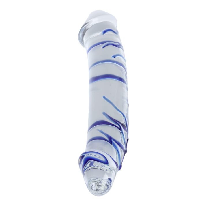 Lovesvibe Blau Wirbeln Rock Hart Doppelendig Glas Dildo Kristall Dildo Weiblich Masturbator 28cm