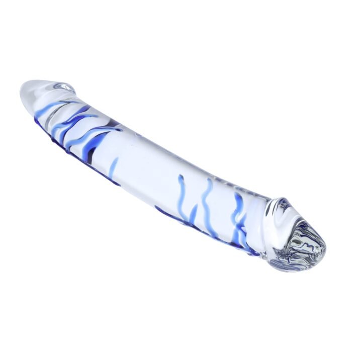 Lovesvibe Blau Wirbeln Rock Hart Doppelendig Glas Dildo Kristall Dildo Weiblich Masturbator 28cm