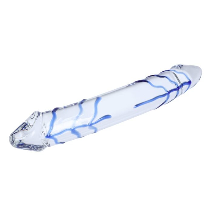 Lovesvibe Blau Wirbeln Rock Hart Doppelendig Glas Dildo Kristall Dildo Weiblich Masturbator 28cm