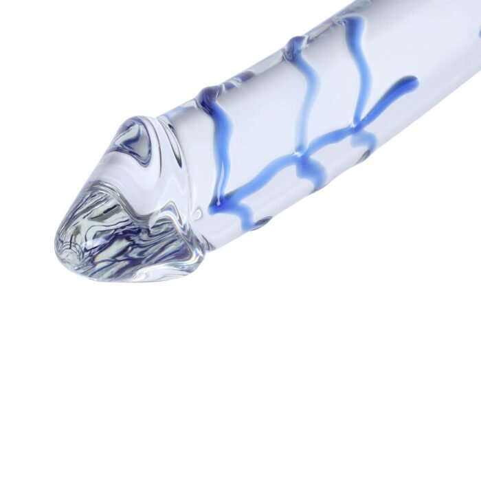 Lovesvibe Blau Wirbeln Rock Hart Doppelendig Glas Dildo Kristall Dildo Weiblich Masturbator 28cm