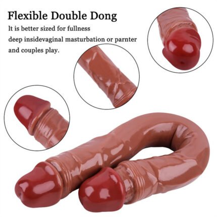 lovesvibe braune silikon doppelendige dildo mit zwei enden für lesbische orgasmen 15,5 zoll