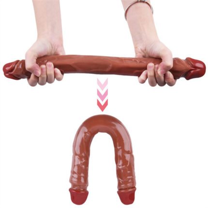 lovesvibe braune silikon doppelendige dildo mit zwei enden für lesbische orgasmen 15,5 zoll