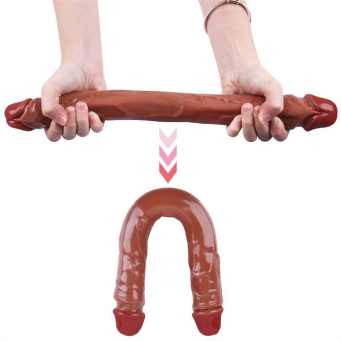 lovesvibe braune silikon doppelendige dildo mit zwei enden für lesbische orgasmen 15,5 zoll