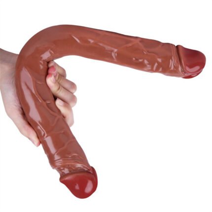 lovesvibe braune silikon doppelendige dildo mit zwei enden für lesbische orgasmen 15,5 zoll