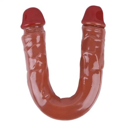 lovesvibe braune silikon doppelendige dildo mit zwei enden für lesbische orgasmen 15,5 zoll