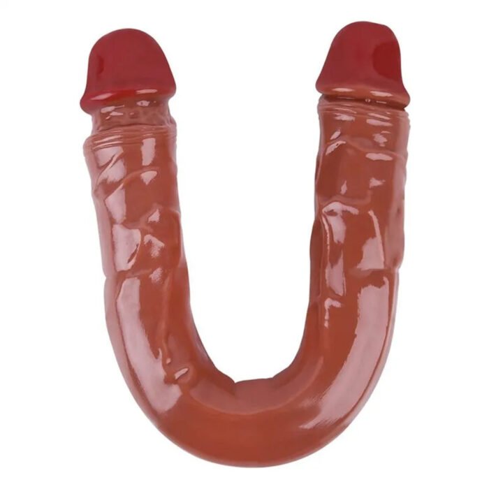 lovesvibe braune silikon doppelendige dildo mit zwei enden für lesbische orgasmen 15,5 zoll