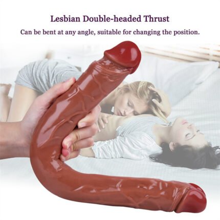lovesvibe braune silikon doppelendige dildo mit zwei enden für lesbische orgasmen 15,5 zoll
