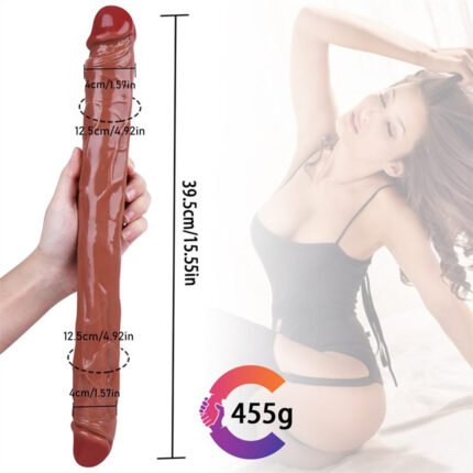 lovesvibe braune silikon doppelendige dildo mit zwei enden für lesbische orgasmen 15,5 zoll