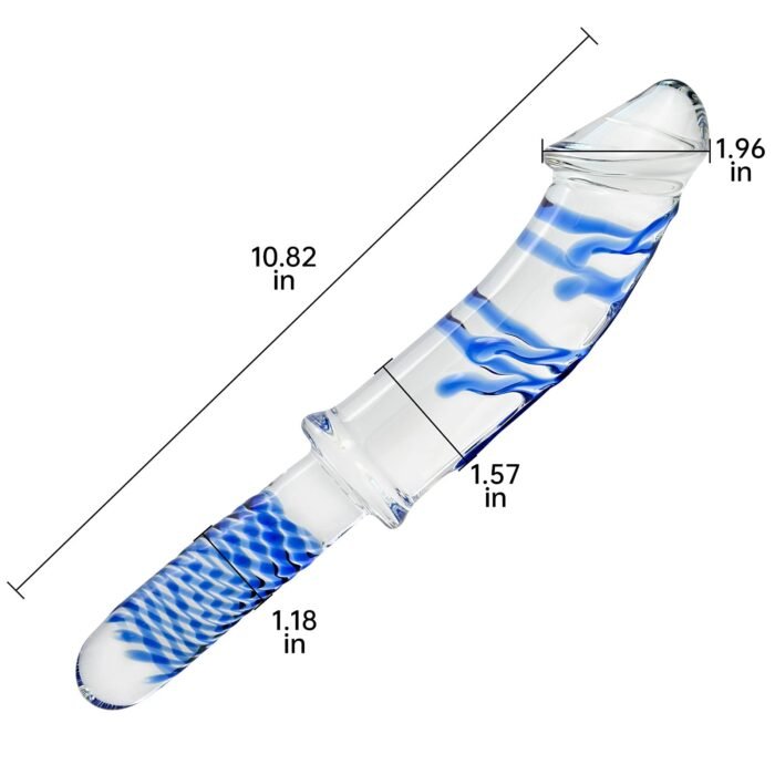 Lovesvibe Kristall Glasdildos G-Punkt Dildo Mit Pilzspitze Und Blauer Spirale Textur Für Temperaturspiel