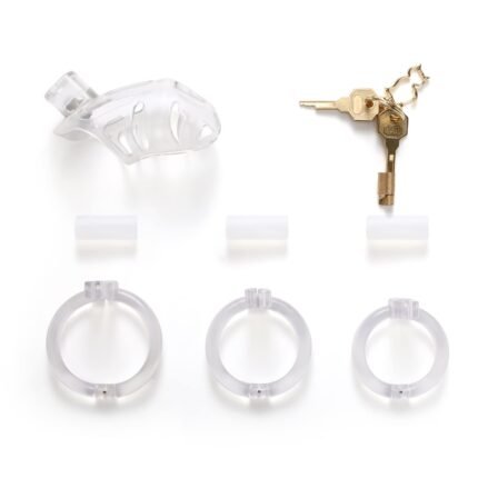 lovesvibe lightweight male chastity cage with 3 cock rings & invisible lock transparent 4