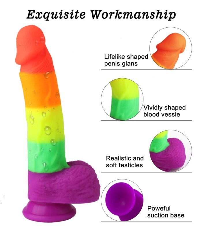 lovesvibe realistische silikon regenbogen dildo mit saugnapf basis für g spot anal spielen 21cm