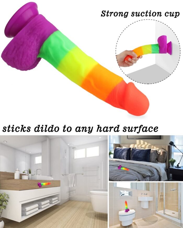 lovesvibe realistische silikon regenbogen dildo mit saugnapf basis für g spot anal spielen 21cm