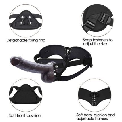 lovesvibe schwarzer umschnalldildo mit realistischem silikon dong für pegging und lesbischen spaß 7,6 zoll