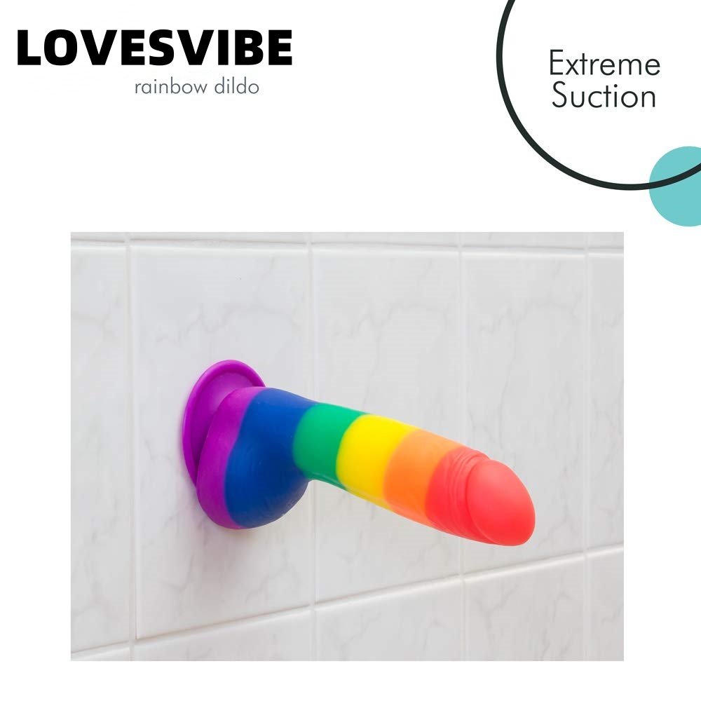 lovesvibe silikon regenbogen dildo mit extremer absaugung & geschirr kompatibilität 20 cm analdildo