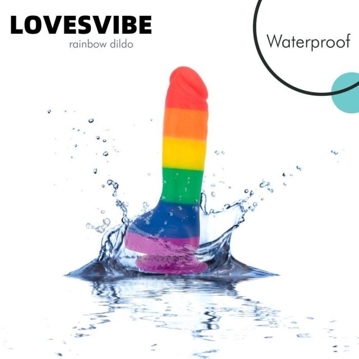 lovesvibe silikon regenbogen dildo mit extremer absaugung & geschirr kompatibilität 20 cm analdildo