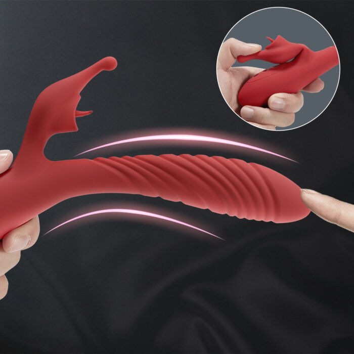 lovesvibe wiederaufladbarer kaninchen vibratoren mit zwei motoren, zungenleck und heizfunktion