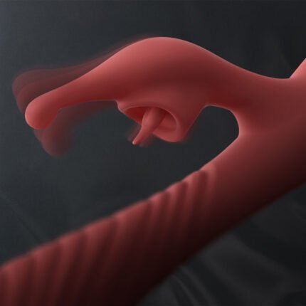 lovesvibe wiederaufladbarer kaninchen vibratoren mit zwei motoren, zungenleck und heizfunktion