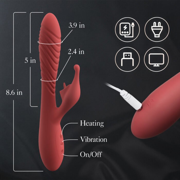 lovesvibe wiederaufladbarer kaninchen vibratoren mit zwei motoren, zungenleck und heizfunktion