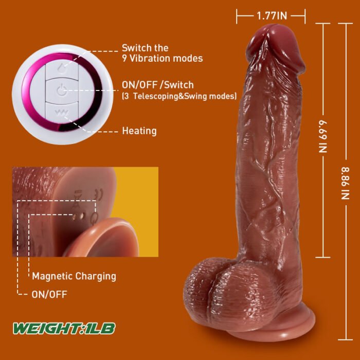 neil 9 vibrierend 3 teleskopierbare ultra realistische dildo mit heizung & fernbedienung 6,69 zoll