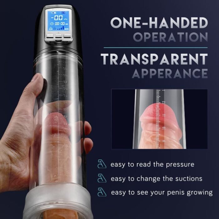 typhoon 2 saugende automatische penispumpe mit transparentem zylinder und lcd anzeige