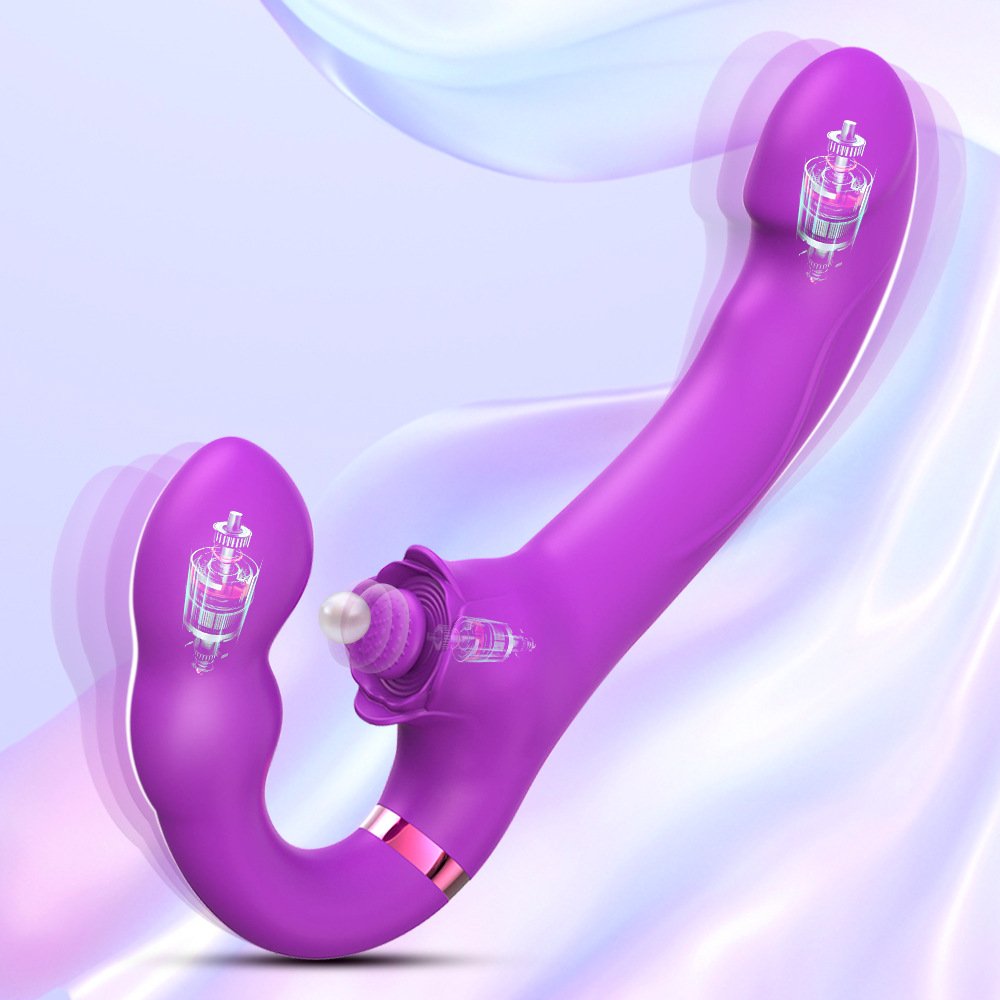 lovesvibe 10 vibrationen 5 klopfzeichen trägerlose dildo mit zwei enden, g punkt stimulator für frauen und lesben