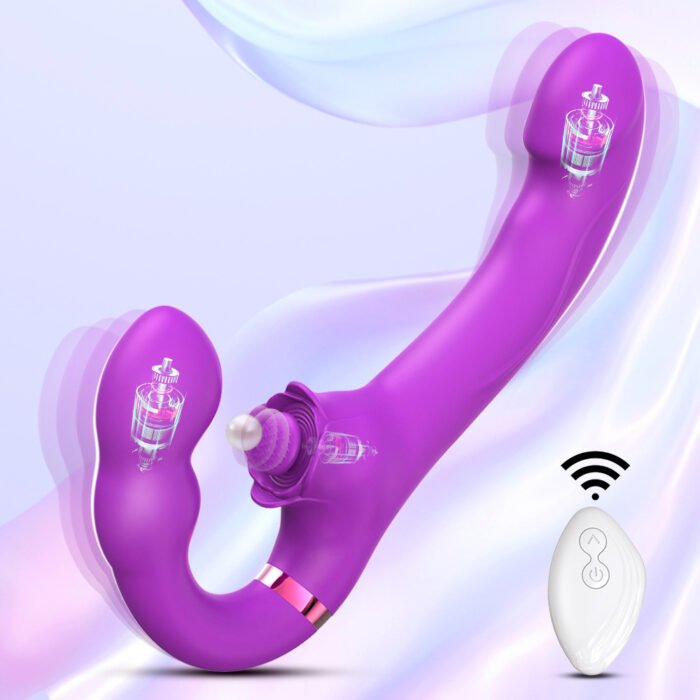 lovesvibe 10 vibrationen 5 klopfzeichen trägerlose dildo mit zwei enden, g punkt stimulator für frauen und lesben
