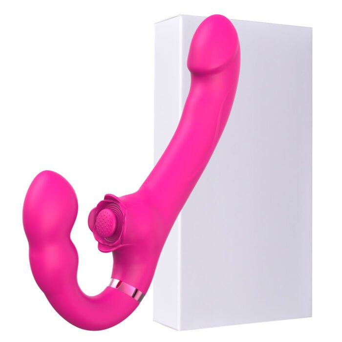 lovesvibe 10 vibrationen 5 klopfzeichen trägerlose dildo mit zwei enden, g punkt stimulator für frauen und lesben