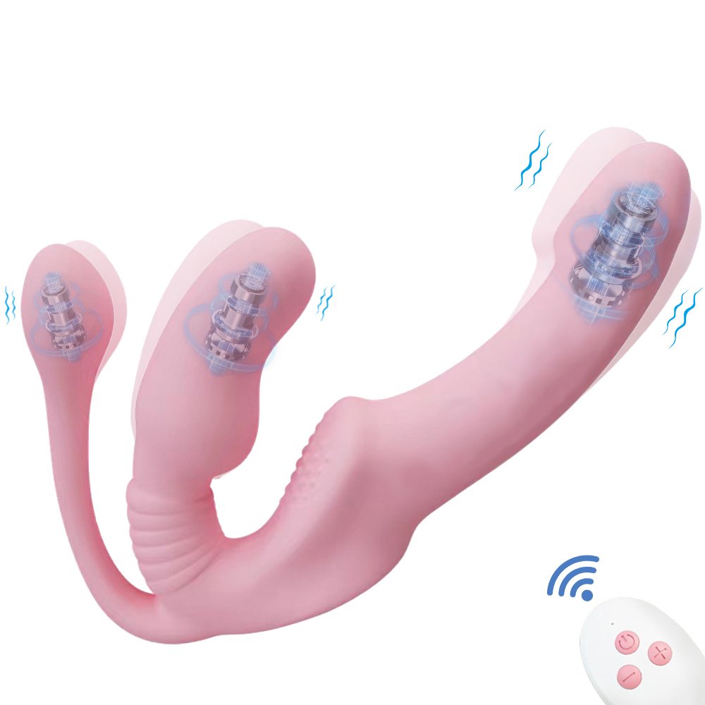 lovesvibe 10 vibrationen 3 köpfiger trägerloser dildo mit fernbedienung für lesbische und lgbtq+ spiele